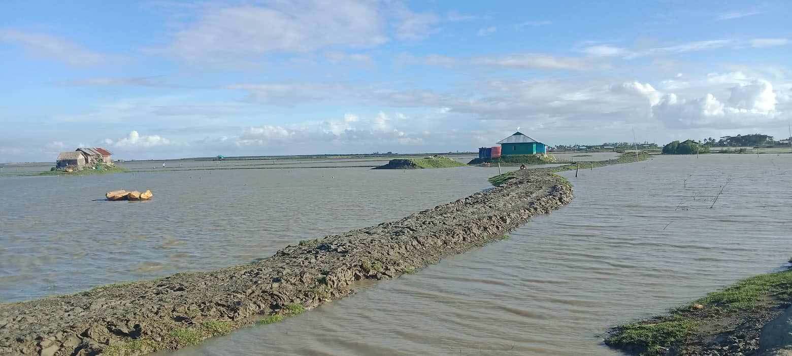 সোনাগাজীতে বন্যা প্রতিরক্ষা বাঁধ না থাকায় জোয়ারে ডুবে যায় উপকূল