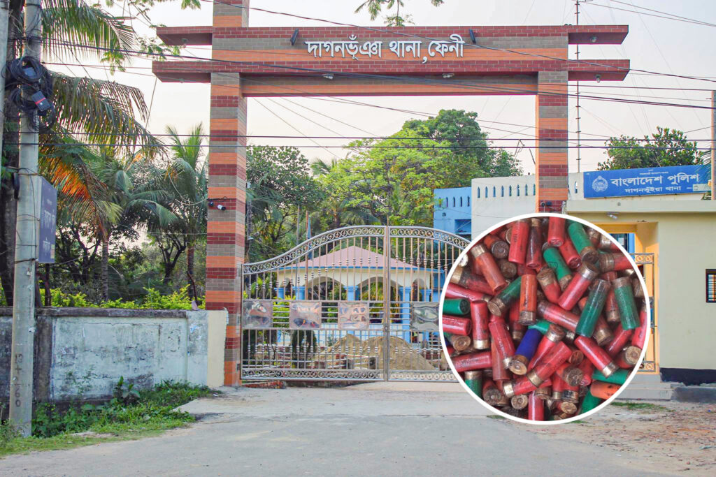 দাগনভূঞা থানার লুন্ঠিত গুলি মিলল পুকুর সেচে