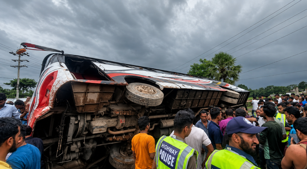 সিলোনিয়ায় মর্মান্তিক দুর্ঘটনা বাস উল্টে চাপা পড়লো স্কুল শিক্ষার্থীরা, নিহত ১,আহত ৬